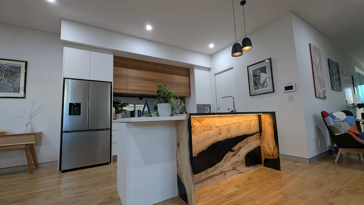 New build open-plan kitchen and living electrical fit-off