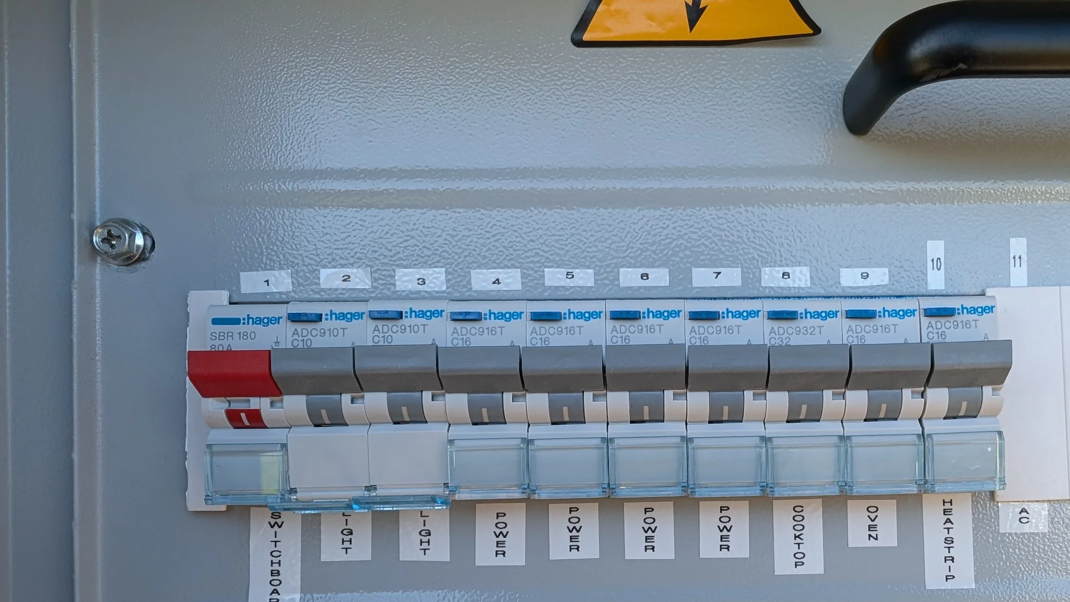 Neat labelled switchboard breakers