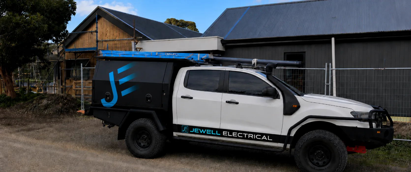 Jewell Electrical service ute with canopy signage and branding